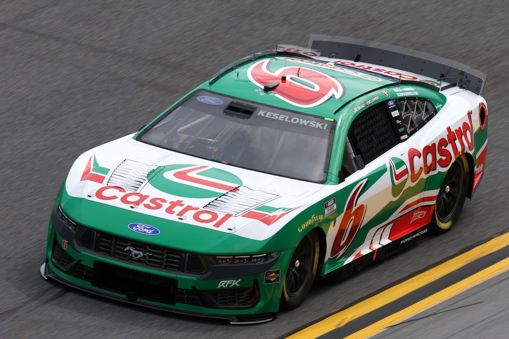 DAYTONA BEACH, FLORIDA - FEBRUARY 11: Brad Keselowski, driver of the #6 Castrol Ford, drives during practice for the NASCAR Cup Series Daytona 500 at Daytona International Speedway on February 11, 2026 in Daytona Beach, Florida. (Photo by Chris Graythen/Getty Images) | Getty Images