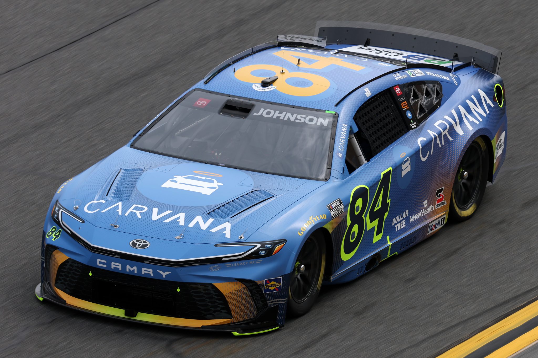 DAYTONA BEACH, FLORIDA - FEBRUARY 11: Jimmie Johnson, driver of the #84 Carvana Toyota, drives during practice for the NASCAR Cup Series Daytona 500 at Daytona International Speedway on February 11, 2026 in Daytona Beach, Florida. (Photo by Chris Graythen/Getty Images) | Getty Images