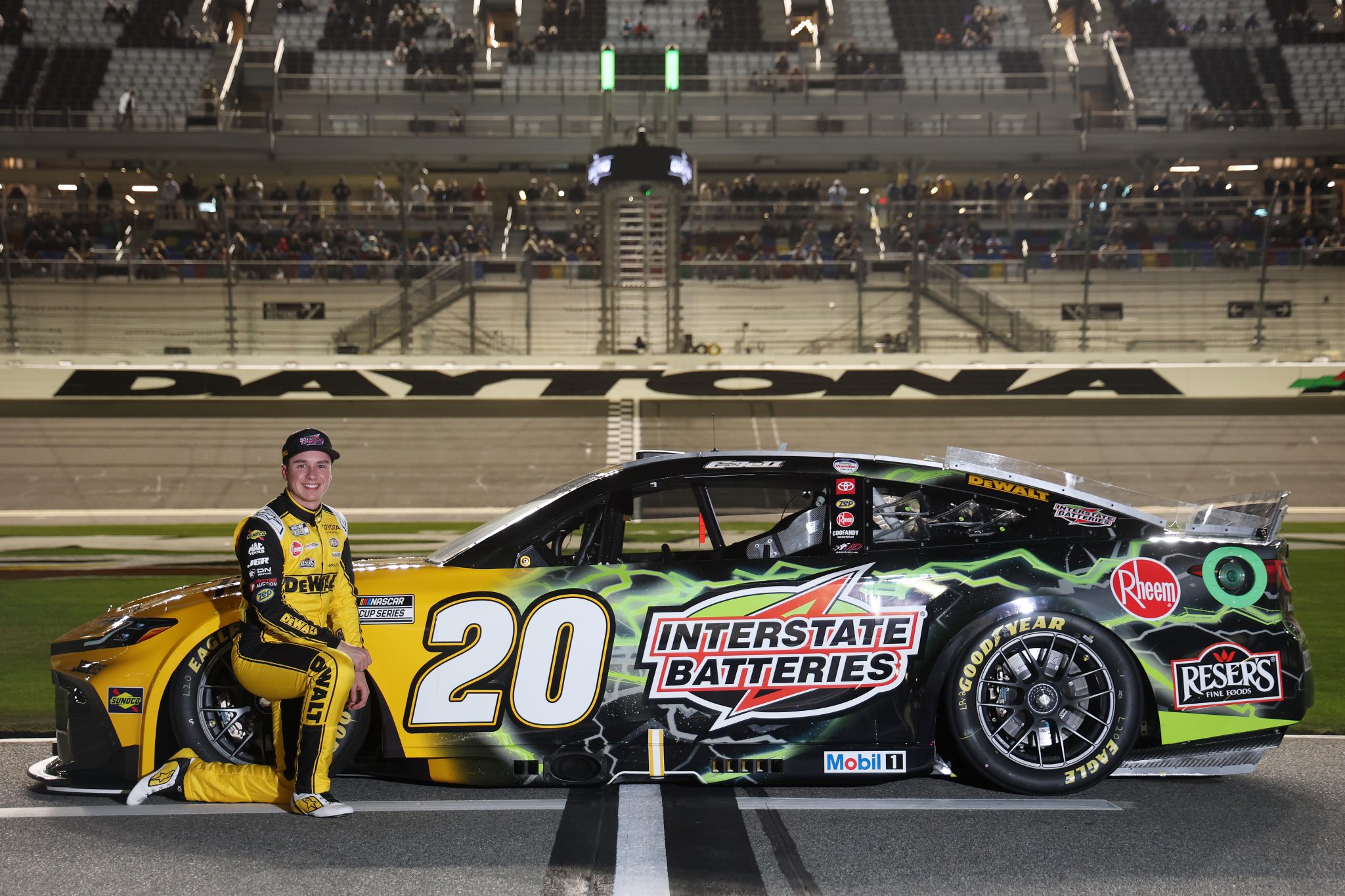 DAYTONA BEACH, FLORIDA - FEBRUARY 11: Christopher Bell, driver of the #20 DEWALT/Interstate Batteries Toyota, poses for a photo during qualifying for the NASCAR Cup Series Daytona 500 at Daytona International Speedway on February 11, 2026 in Daytona Beach, Florida. (Photo by Chris Graythen/Getty Images) | Getty Images