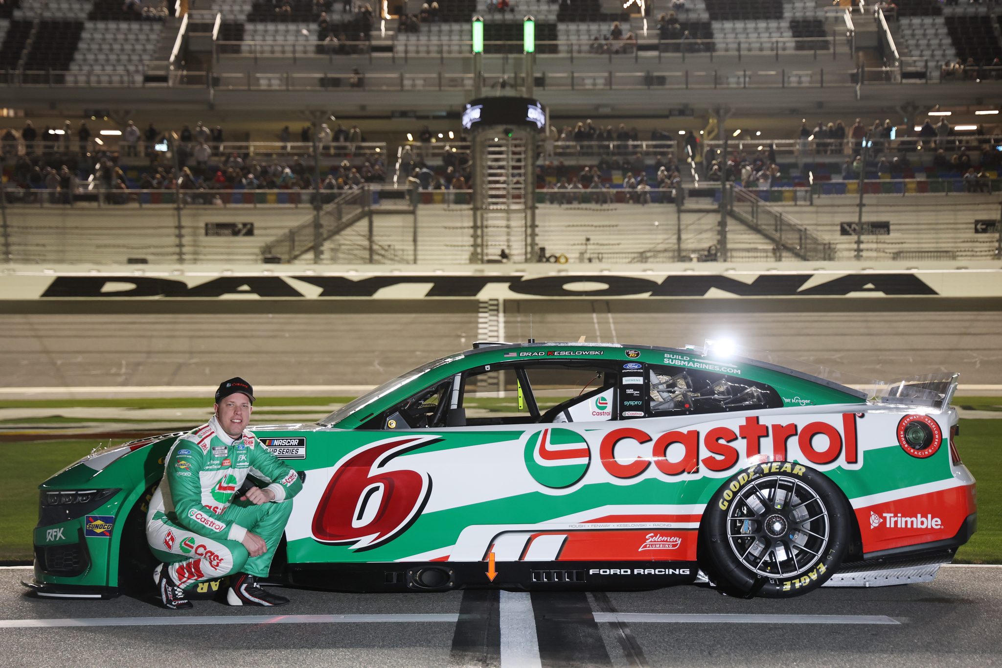 DAYTONA BEACH, FLORIDA - FEBRUARY 11: Brad Keselowski, driver of the #6 Castrol Ford, poses for a photo during qualifying for the NASCAR Cup Series Daytona 500 at Daytona International Speedway on February 11, 2026 in Daytona Beach, Florida. (Photo by Chris Graythen/Getty Images) | Getty Images