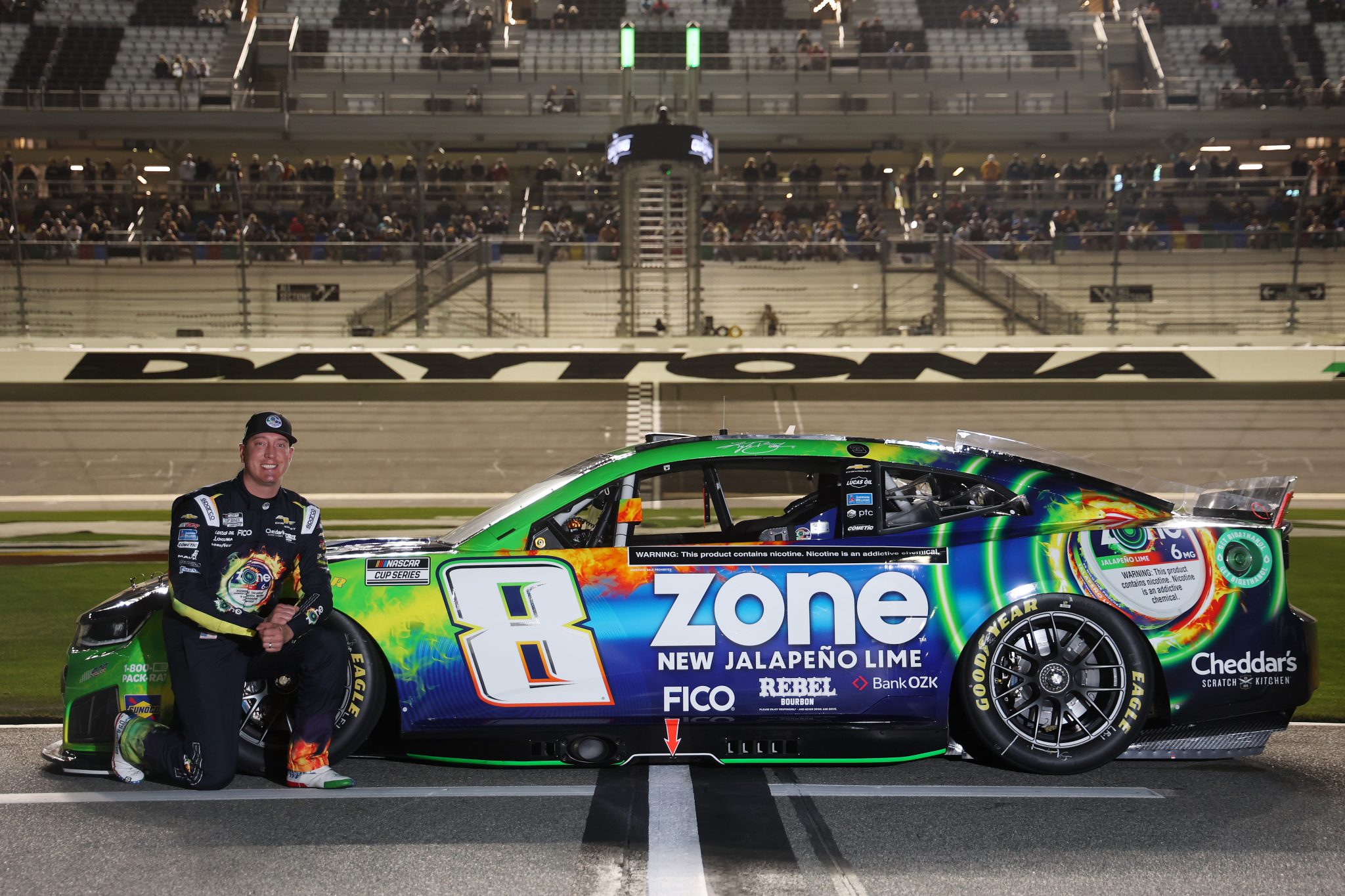 DAYTONA BEACH, FLORIDA - FEBRUARY 11: Kyle Busch, driver of the #8 zone Jalapeno Lime Chevrolet, poses for a photo during qualifying for the NASCAR Cup Series Daytona 500 at Daytona International Speedway on February 11, 2026 in Daytona Beach, Florida. (Photo by Chris Graythen/Getty Images) | Getty Images