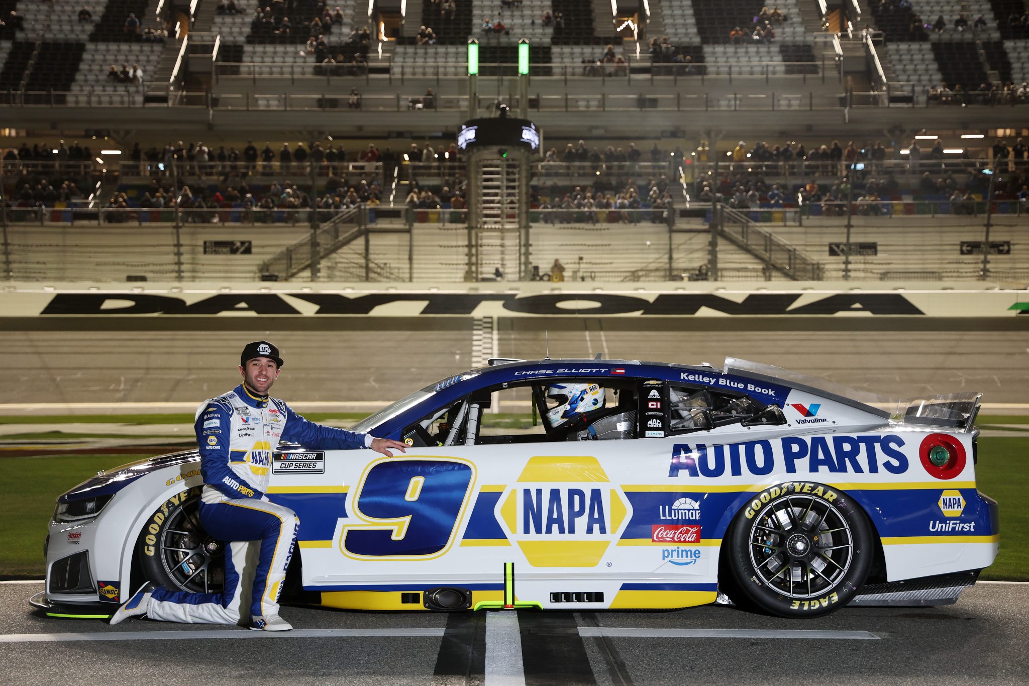 DAYTONA BEACH, FLORIDA - FEBRUARY 11: Chase Elliott, driver of the #9 NAPA Auto Parts Chevrolet, poses for a photo during qualifying for the NASCAR Cup Series Daytona 500 at Daytona International Speedway on February 11, 2026 in Daytona Beach, Florida. (Photo by Chris Graythen/Getty Images) | Getty Images