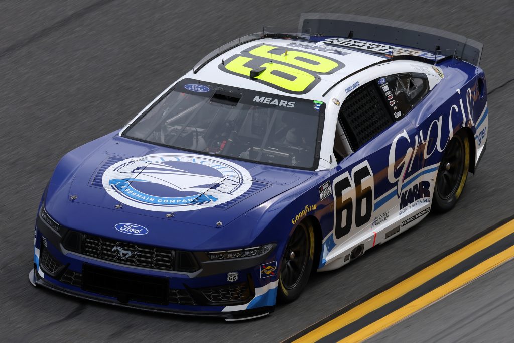 DAYTONA BEACH, FLORIDA - FEBRUARY 11: Casey Mears, driver of the #66 SI Yachts/Gracie Foundation Ford, drives during practice for the NASCAR Cup Series Daytona 500 at Daytona International Speedway on February 11, 2026 in Daytona Beach, Florida. (Photo by Chris Graythen/Getty Images) | Getty Images