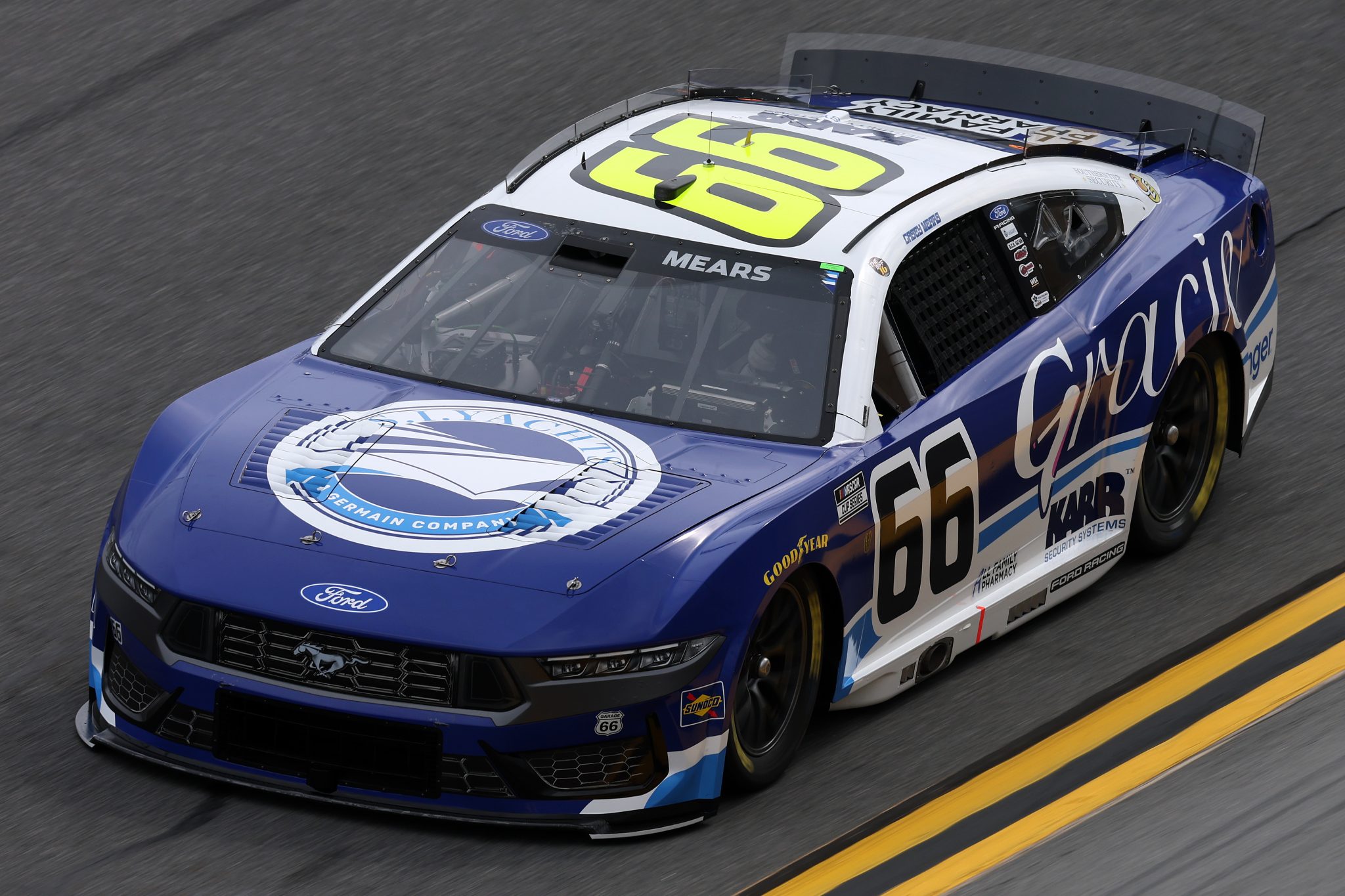 DAYTONA BEACH, FLORIDA - FEBRUARY 11: Casey Mears, driver of the #66 SI Yachts/Gracie Foundation Ford, drives during practice for the NASCAR Cup Series Daytona 500 at Daytona International Speedway on February 11, 2026 in Daytona Beach, Florida. (Photo by Chris Graythen/Getty Images) | Getty Images