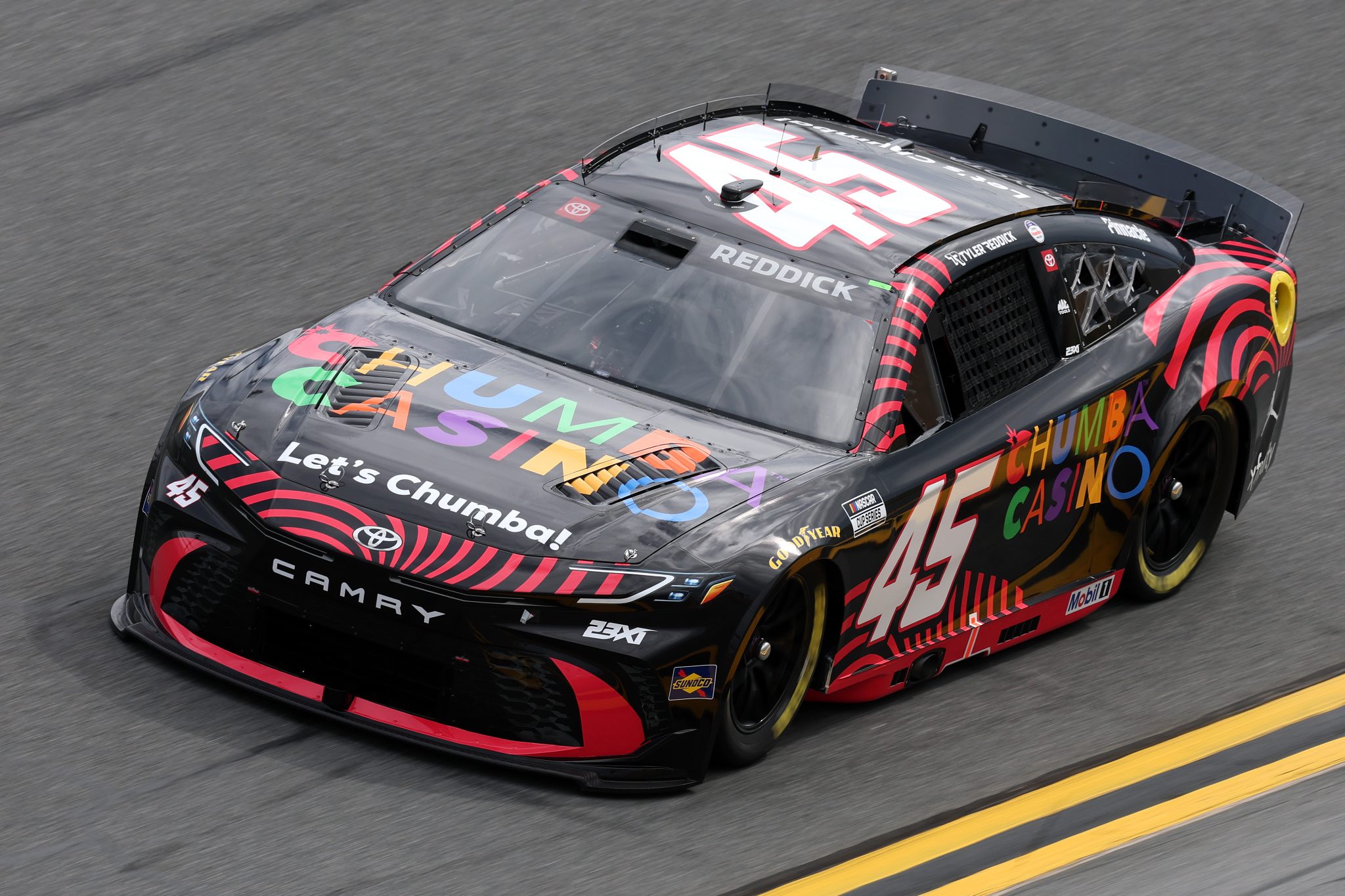 DAYTONA BEACH, FLORIDA - FEBRUARY 11: Tyler Reddick, driver of the #45 Chumba Casino Toyota, drives during practice for the NASCAR Cup Series Daytona 500 at Daytona International Speedway on February 11, 2026 in Daytona Beach, Florida. (Photo by Chris Graythen/Getty Images) | Getty Images