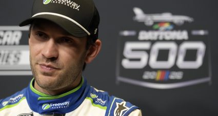 DAYTONA BEACH, FLORIDA - FEBRUARY 11: Daniel Suarez, driver of the #7 Freeway Insurance Chevrolet, speaks to the media during Media Day for the NASCAR Cup Series Daytona 500 at Daytona International Speedway on February 11, 2026 in Daytona Beach, Florida. (Photo by Patrick McDermott/Getty Images) | Getty Images