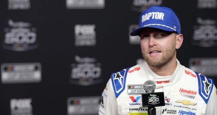 DAYTONA BEACH, FLORIDA - FEBRUARY 11: William Byron, driver of the #24 Raptor Chevrolet, speaks to the media during Media Day for the NASCAR Cup Series Daytona 500 at Daytona International Speedway on February 11, 2026 in Daytona Beach, Florida. (Photo by Patrick McDermott/Getty Images) | Getty Images