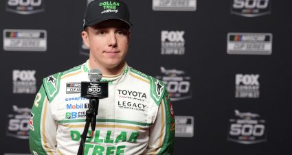 DAYTONA BEACH, FLORIDA - FEBRUARY 11: John H. Nemechek, driver of the #42 Dollar Tree Toyota, speaks to the media during Media Day for the NASCAR Cup Series Daytona 500 at Daytona International Speedway on February 11, 2026 in Daytona Beach, Florida. (Photo by Patrick McDermott/Getty Images) | Getty Images