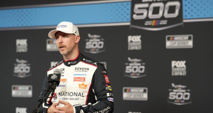 DAYTONA BEACH, FLORIDA - FEBRUARY 11: Denny Hamlin, driver of the #11 National Debt Relief Toyota, speaks to the media during Media Day for the NASCAR Cup Series Daytona 500 at Daytona International Speedway on February 11, 2026 in Daytona Beach, Florida. (Photo by Patrick McDermott/Getty Images) | Getty Images