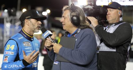 DAYTONA BEACH, FLORIDA - FEBRUARY 11: Jimmie Johnson, driver of the #84 Carvana Toyota, speaks to the media during qualifying for the NASCAR Cup Series Daytona 500 at Daytona International Speedway on February 11, 2026 in Daytona Beach, Florida. (Photo by Patrick McDermott/Getty Images) | Getty Images