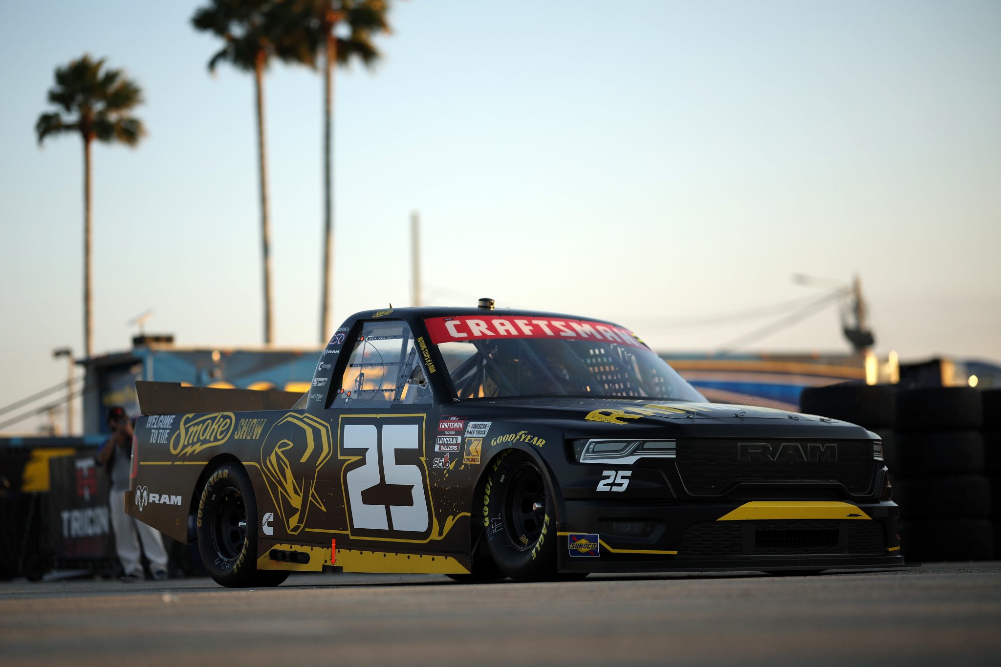 DAYTONA BEACH, FLORIDA - FEBRUARY 12: Tony Stewart, driver of the #25 Ram RAM, drives through the garage area during practice for the NASCAR Craftsman Truck Series Fresh from Florida 250 at Daytona International Speedway on February 12, 2026 in Daytona Beach, Florida. (Photo by James Gilbert/Getty Images) | Getty Images