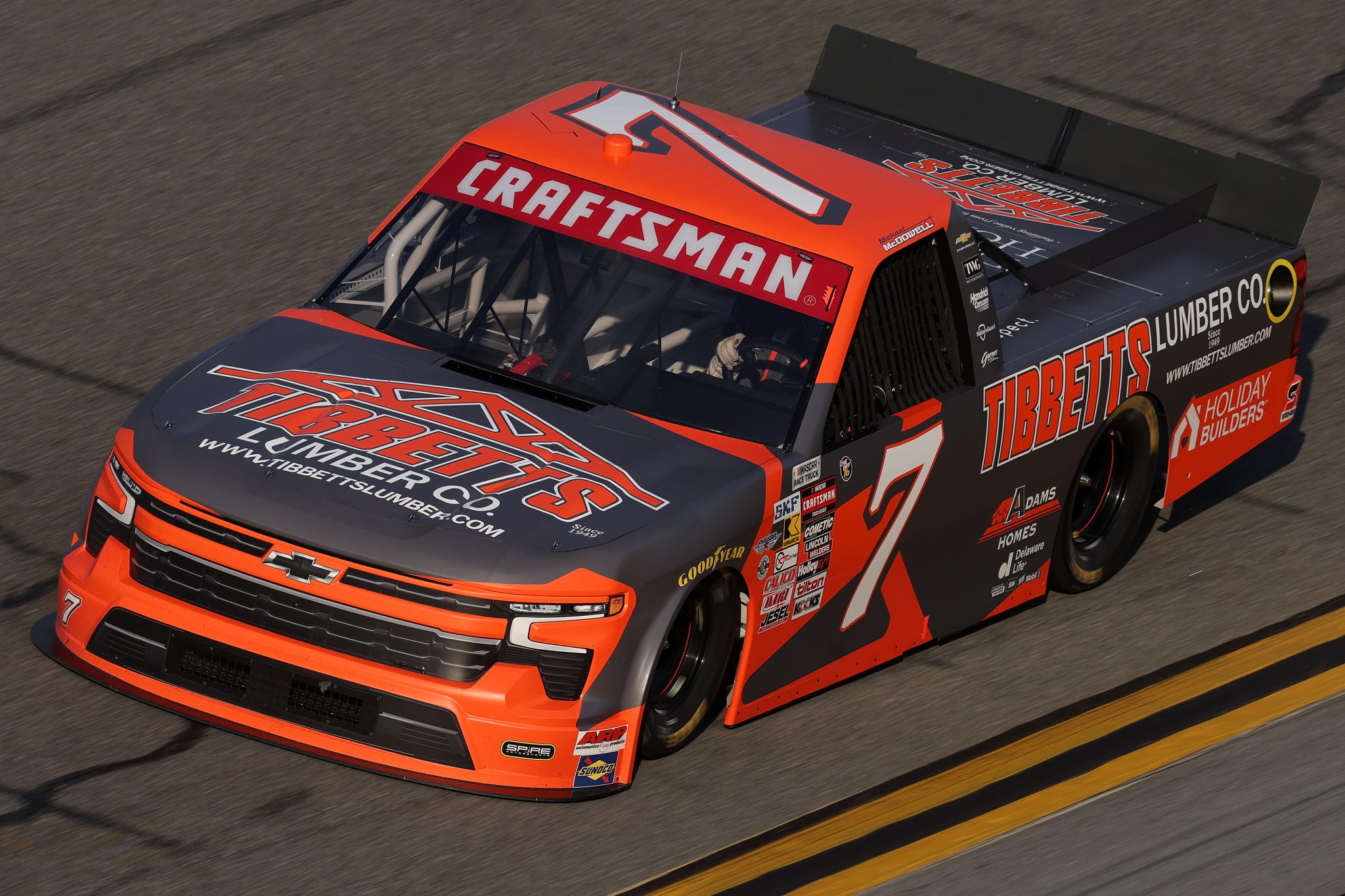 DAYTONA BEACH, FLORIDA - FEBRUARY 12: Michael McDowell, driver of the #7 Tibbetts Lumber Chevrolet, drives during Duel 1 for the NASCAR Cup Series Daytona 500 at Daytona at Daytona International Speedway on February 12, 2026 in Daytona Beach, Florida. (Photo by Chris Graythen/Getty Images) | Getty Images