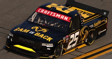 DAYTONA BEACH, FLORIDA - FEBRUARY 12: Tony Stewart, driver of the #25 Ram RAM, drives during Duel 1 for the NASCAR Cup Series Daytona 500 at Daytona at Daytona International Speedway on February 12, 2026 in Daytona Beach, Florida. (Photo by Chris Graythen/Getty Images) | Getty Images