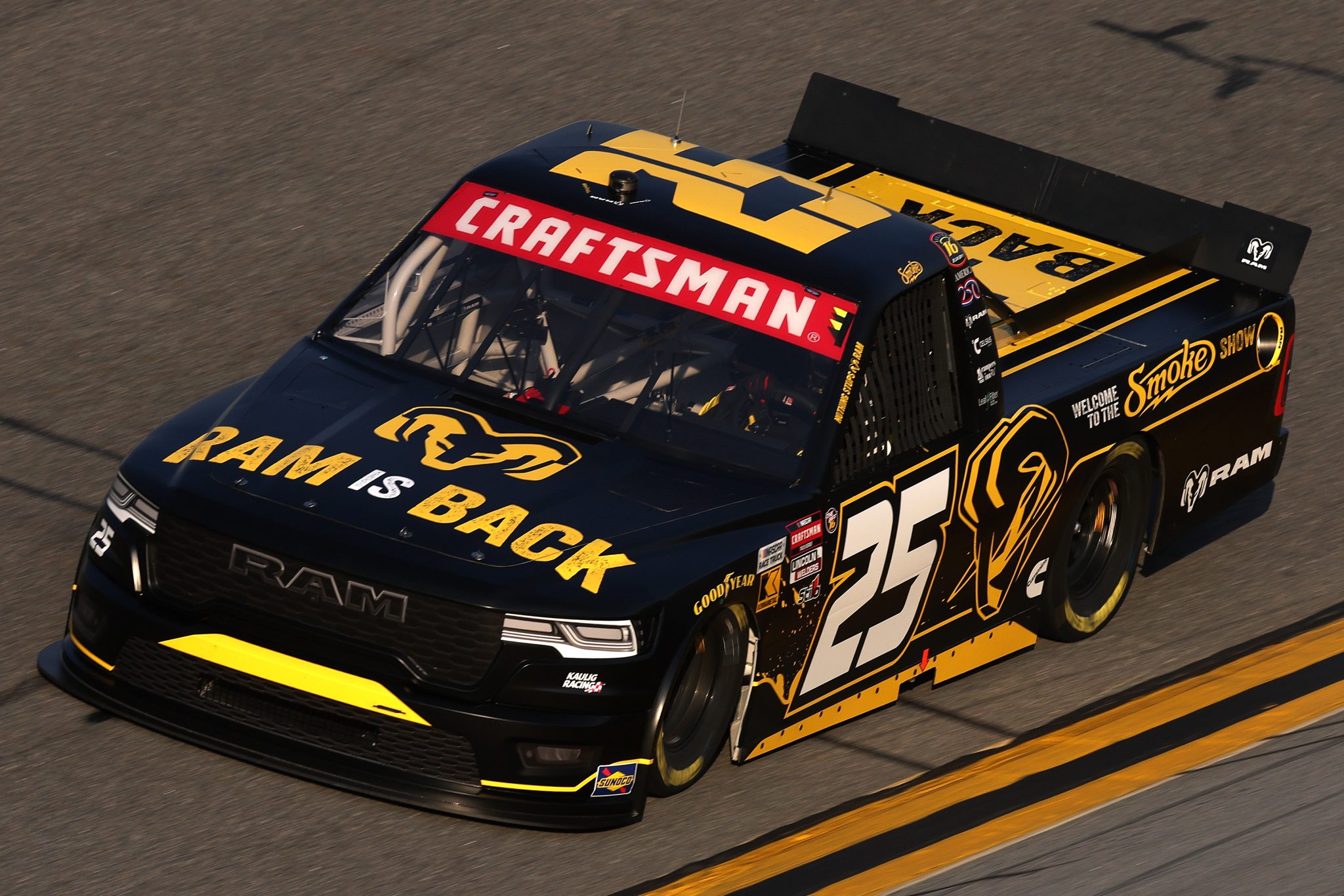DAYTONA BEACH, FLORIDA - FEBRUARY 12: Tony Stewart, driver of the #25 Ram RAM, drives during Duel 1 for the NASCAR Cup Series Daytona 500 at Daytona at Daytona International Speedway on February 12, 2026 in Daytona Beach, Florida. (Photo by Chris Graythen/Getty Images) | Getty Images