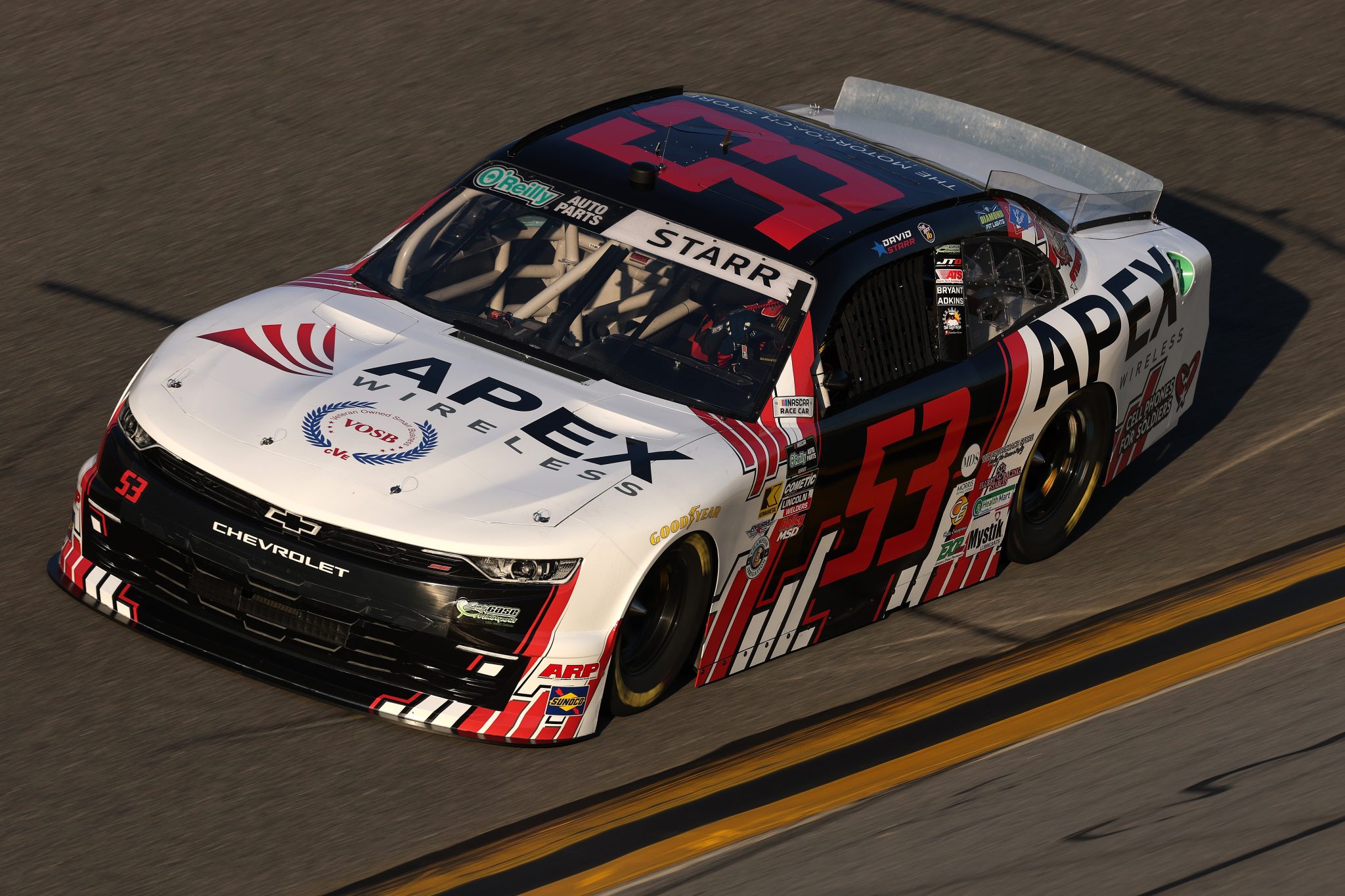 DAYTONA BEACH, FLORIDA - FEBRUARY 13: David Starr, driver of the #53 Apex Wireless Chevrolet, drives during practice for the NASCAR O'Reilly Auto Parts Series United Rentals 300 at Daytona International Speedway on February 13, 2026 in Daytona Beach, Florida. (Photo by Chris Graythen/Getty Images) | Getty Images
