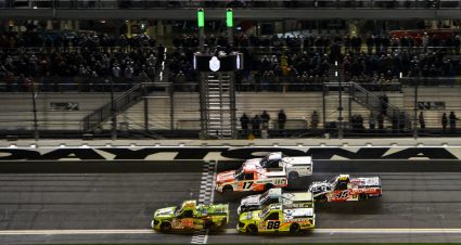 DAYTONA BEACH, FLORIDA - FEBRUARY 13: Chandler Smith, driver of the #38 TrophyCatch Ford, crosses the finish line to win the NASCAR Craftsman Truck Series Fresh from Florida 250 at Daytona International Speedway on February 13, 2026 in Daytona Beach, Florida. (Photo by Jeff Curry/Getty Images) | Getty Images