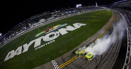DAYTONA BEACH, FLORIDA - FEBRUARY 13: Chandler Smith, driver of the #38 TrophyCatch Ford, celebrates with a burnout after winning the NASCAR Craftsman Truck Series Fresh from Florida 250 at Daytona International Speedway on February 13, 2026 in Daytona Beach, Florida. (Photo by Sean Gardner/Getty Images) | Getty Images