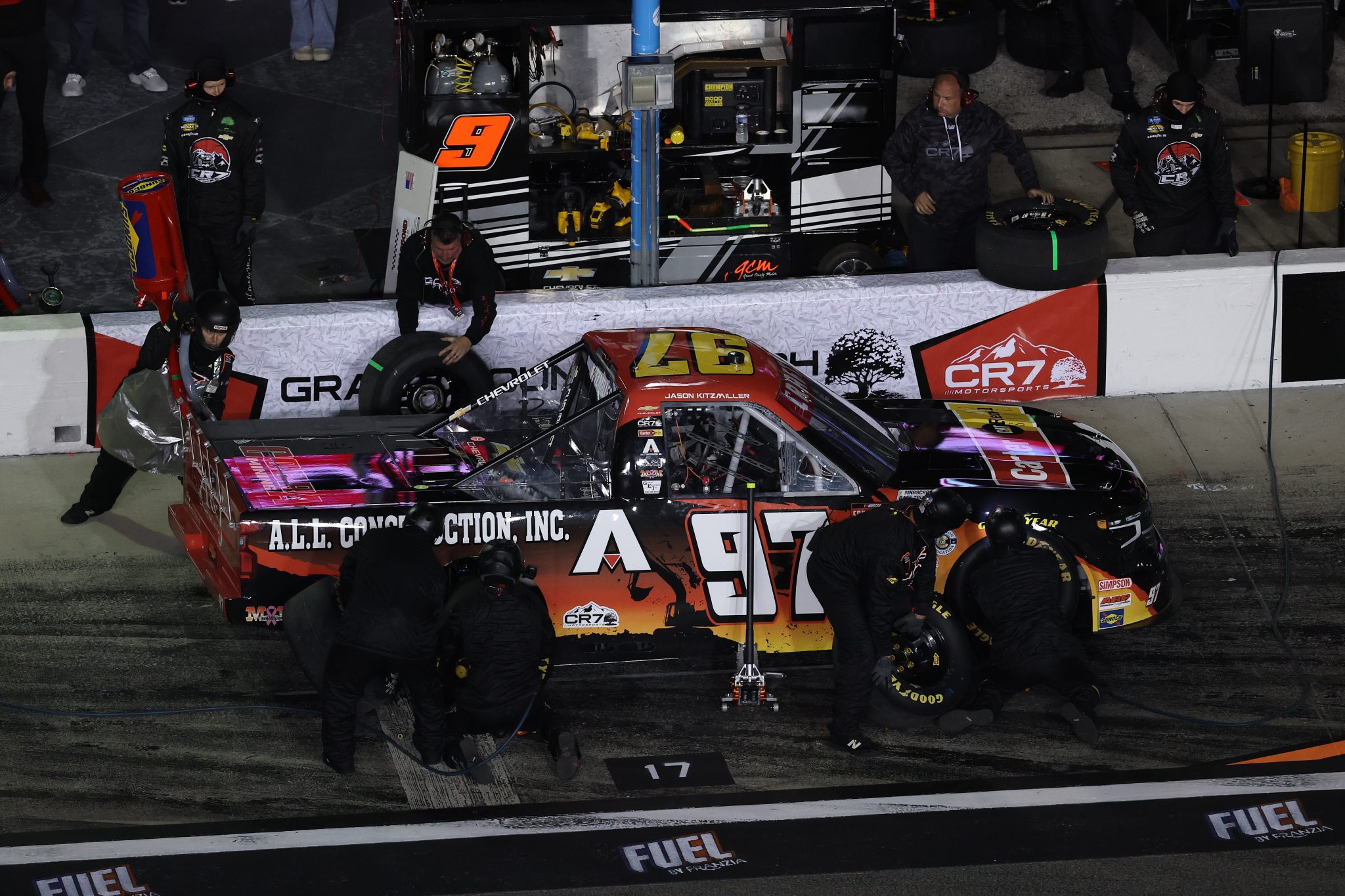 DAYTONA BEACH, FLORIDA - FEBRUARY 13: Jason Kitzmiller, driver of the #97 A.L.L. Consruction Chevrolet, pits during the NASCAR Craftsman Truck Series Fresh from Florida 250 at Daytona International Speedway on February 13, 2026 in Daytona Beach, Florida. (Photo by Kevin C. Cox/Getty Images) | Getty Images
