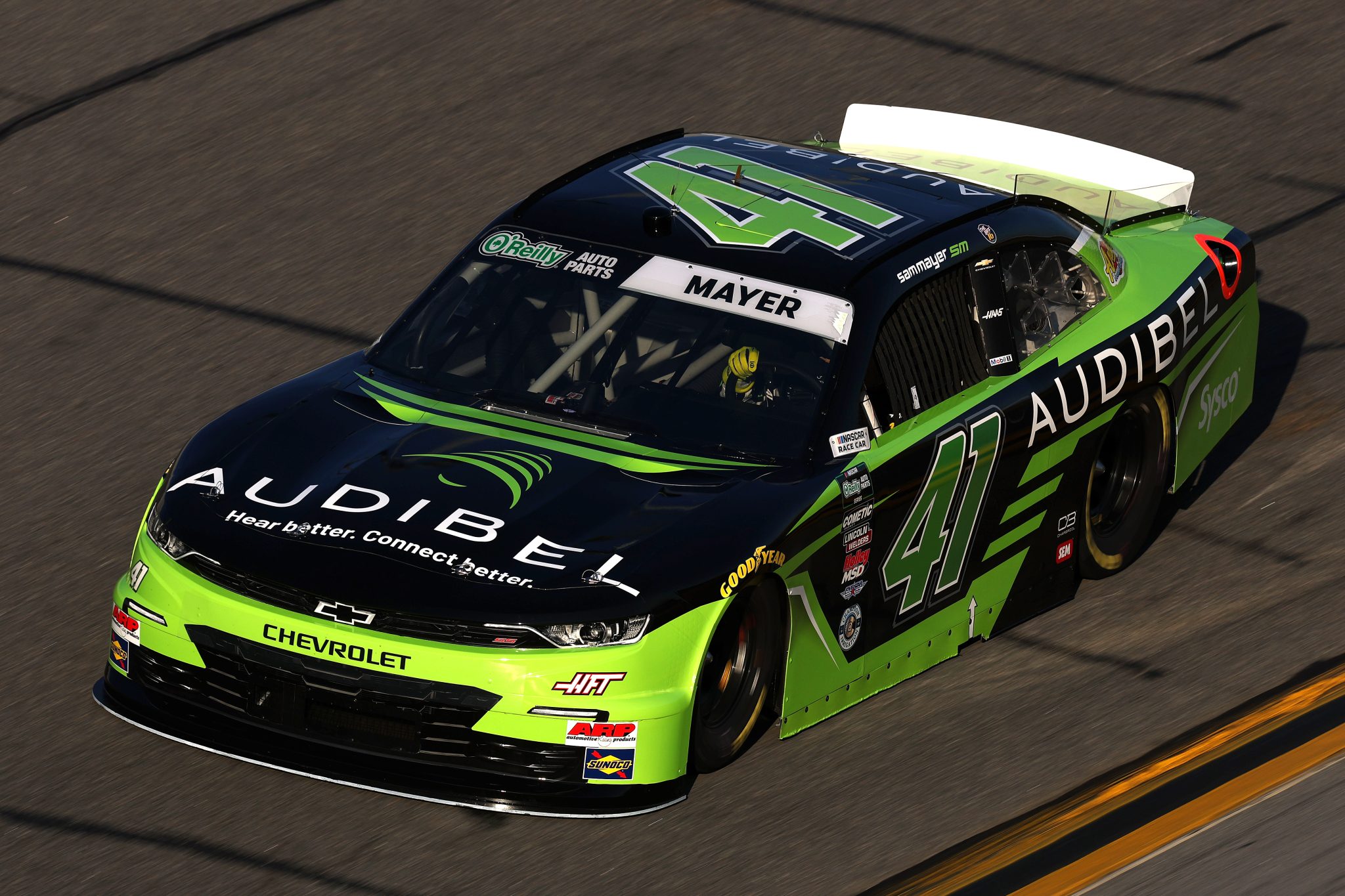 DAYTONA BEACH, FLORIDA - FEBRUARY 13: Sam Mayer, driver of the #41 Audibel Chevrolet, drives during practice for the NASCAR O'Reilly Auto Parts Series United Rentals 300 at Daytona International Speedway on February 13, 2026 in Daytona Beach, Florida. (Photo by Chris Graythen/Getty Images) | Getty Images