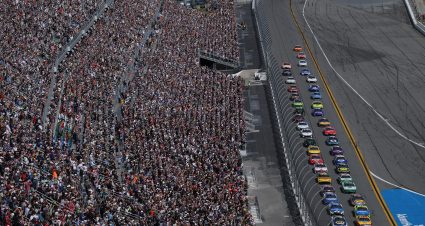 DAYTONA BEACH, FLORIDA - FEBRUARY 15: A general view of racing during the NASCAR Cup Series Daytona 500 at Daytona International Speedway on February 15, 2026 in Daytona Beach, Florida. (Photo by Kevin C. Cox/Getty Images) | Getty Images