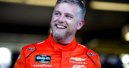 DAYTONA BEACH, FLORIDA - FEBRUARY 13: Justin Allgaier, driver of the #7 BRANDT Chevrolet, looks on in the garage area during practice for the NASCAR O'Reilly Auto Parts Series United Rentals 300 at Daytona International Speedway on February 13, 2026 in Daytona Beach, Florida. (Photo by Sean Gardner/Getty Images) | Getty Images
