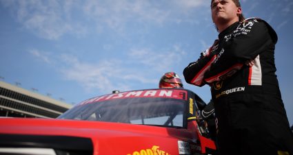 HAMPTON, GEORGIA - FEBRUARY 20: Brenden Queen, driver of the #12 Cummins RAM, looks on during qualifying for the NASCAR Craftsman Truck Series Fr8 Racing 208 at Echo Park Speedway on February 20, 2026 in Hampton, Georgia. (Photo by Jonathan Bachman/Getty Images) | Getty Images