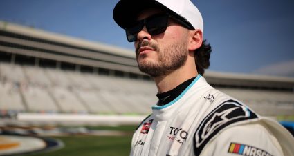 HAMPTON, GEORGIA - FEBRUARY 20: Tanner Gray, driver of the #15 Factory Canopies Toyota, looks on during qualifying for the NASCAR Craftsman Truck Series Fr8 Racing 208 at Echo Park Speedway on February 20, 2026 in Hampton, Georgia. (Photo by Jonathan Bachman/Getty Images) | Getty Images