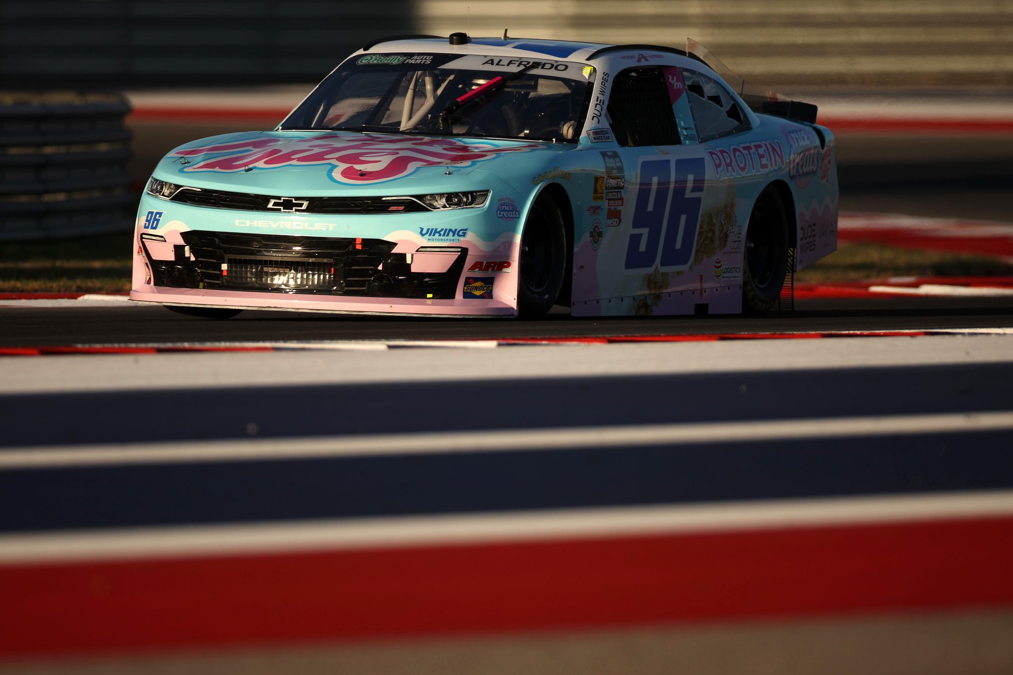 AUSTIN, TEXAS - FEBRUARY 27: Anthony Alfredo, driver of the #96 Protein Rice Treats Chevrolet, drives during qualifying for the NASCAR O'Reilly Auto Parts Series Focused Health 250 at Circuit of The Americas on February 27, 2026 in Austin, Texas. (Photo by James Gilbert/Getty Images) | Getty Images
