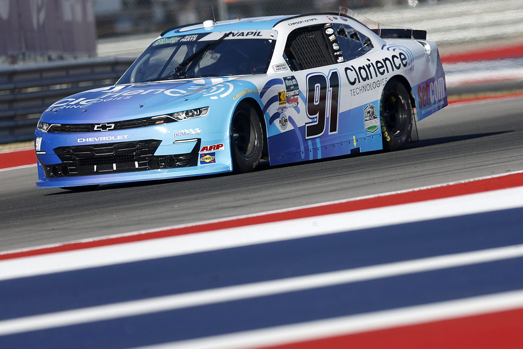 AUSTIN, TEXAS - FEBRUARY 27: Carson Kvapil, driver of the #91 Clarience Technologies Chevrolet, drives during practice for the NASCAR O'Reilly Auto Parts Series Focused Health 250 at Circuit of The Americas on February 27, 2026 in Austin, Texas. (Photo by Logan Riely/Getty Images) | Getty Images