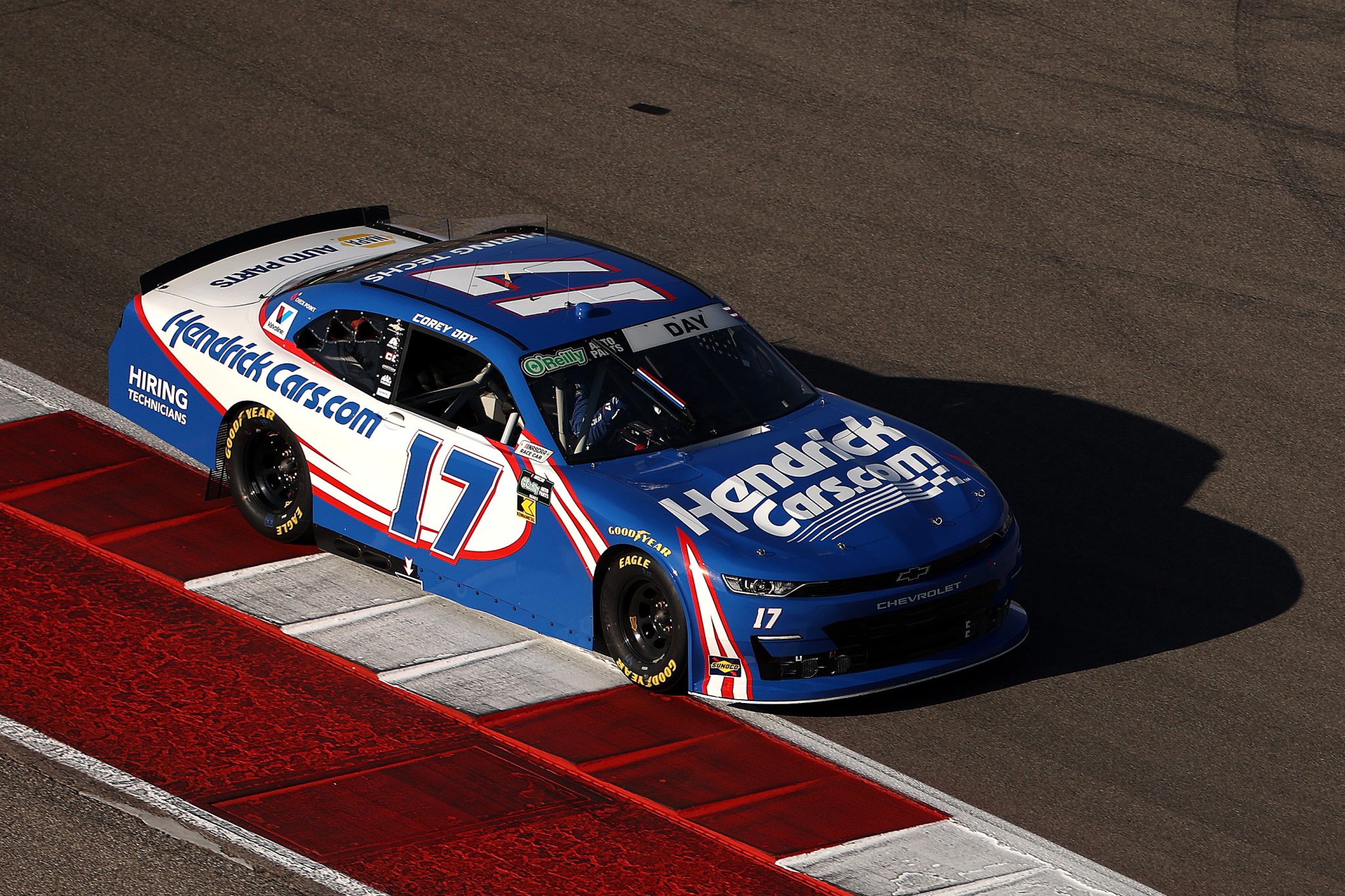 AUSTIN, TEXAS - FEBRUARY 27: Corey Day, driver of the #17 HendrickCars.com Chevrolet, drives during practice for the NASCAR O'Reilly Auto Parts Series Focused Health 250 at Circuit of The Americas on February 27, 2026 in Austin, Texas. (Photo by James Gilbert/Getty Images) | Getty Images