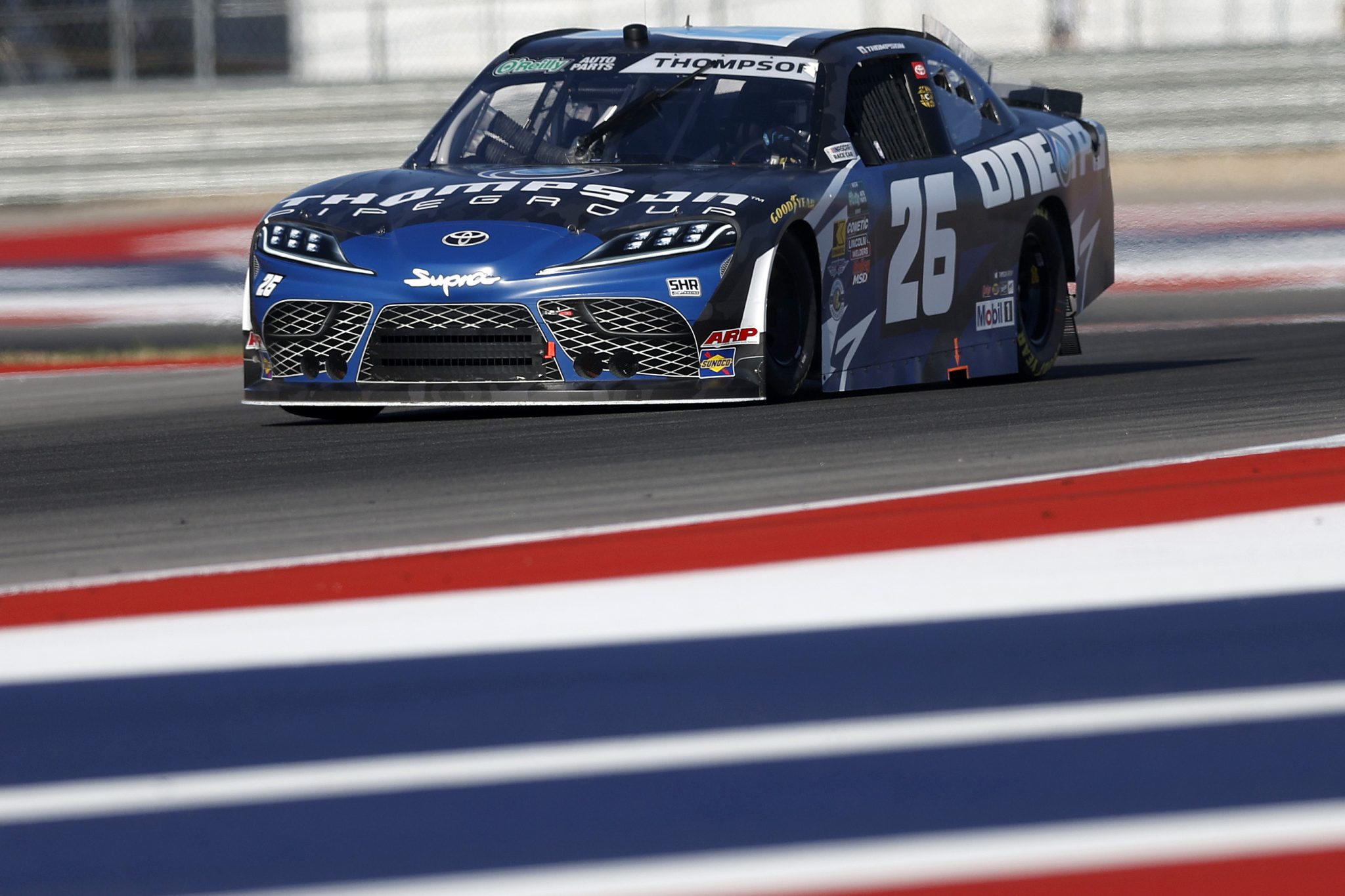AUSTIN, TEXAS - FEBRUARY 27: Dean Thompson, driver of the #26 Thompson Pipe Group Toyota, drives during practice for the NASCAR O'Reilly Auto Parts Series Focused Health 250 at Circuit of The Americas on February 27, 2026 in Austin, Texas. (Photo by Logan Riely/Getty Images) | Getty Images