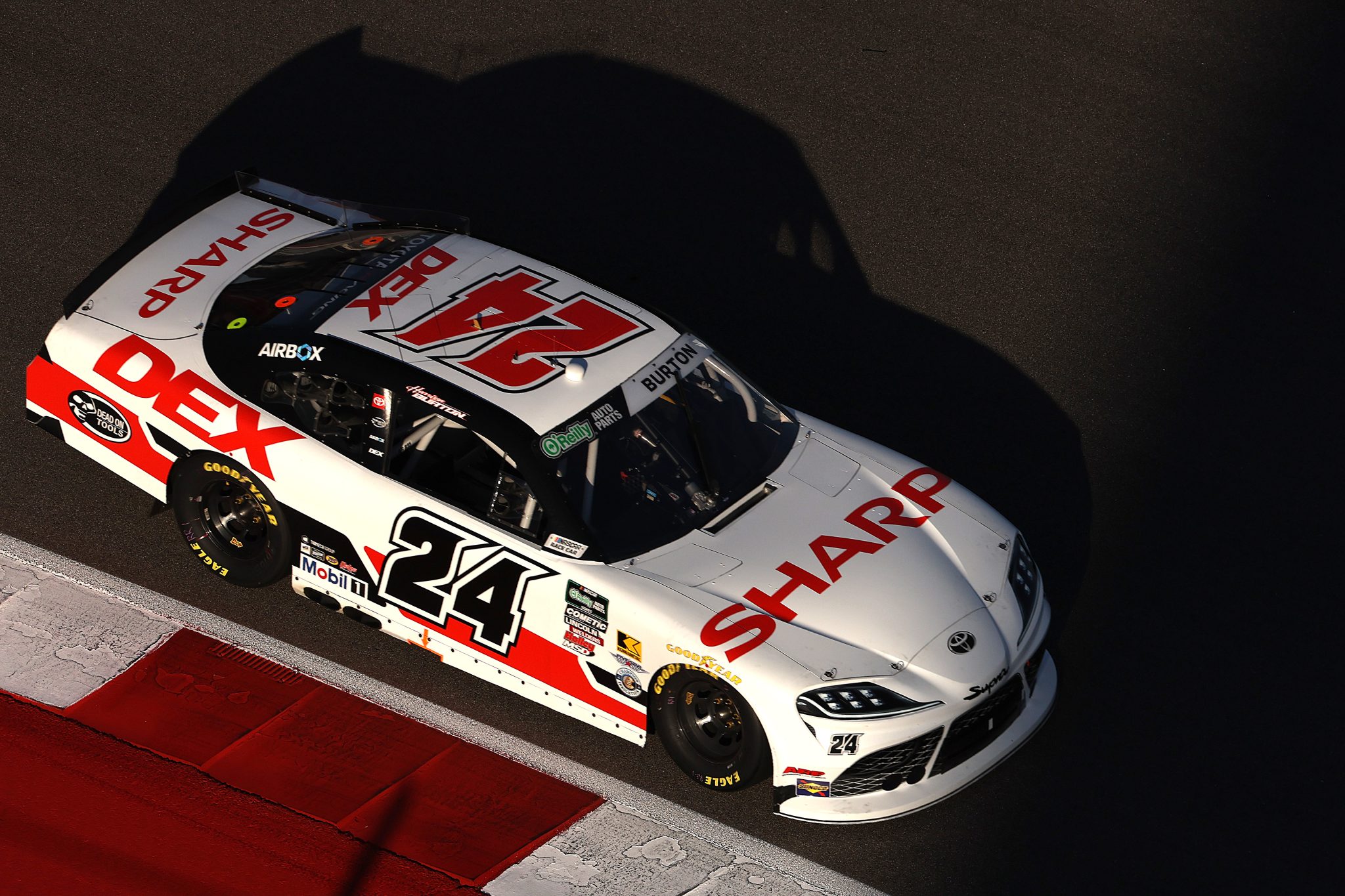 AUSTIN, TEXAS - FEBRUARY 27: Harrison Burton, driver of the #24 DEX/Sharp Toyota, drives during practice for the NASCAR O'Reilly Auto Parts Series Focused Health 250 at Circuit of The Americas on February 27, 2026 in Austin, Texas. (Photo by James Gilbert/Getty Images) | Getty Images