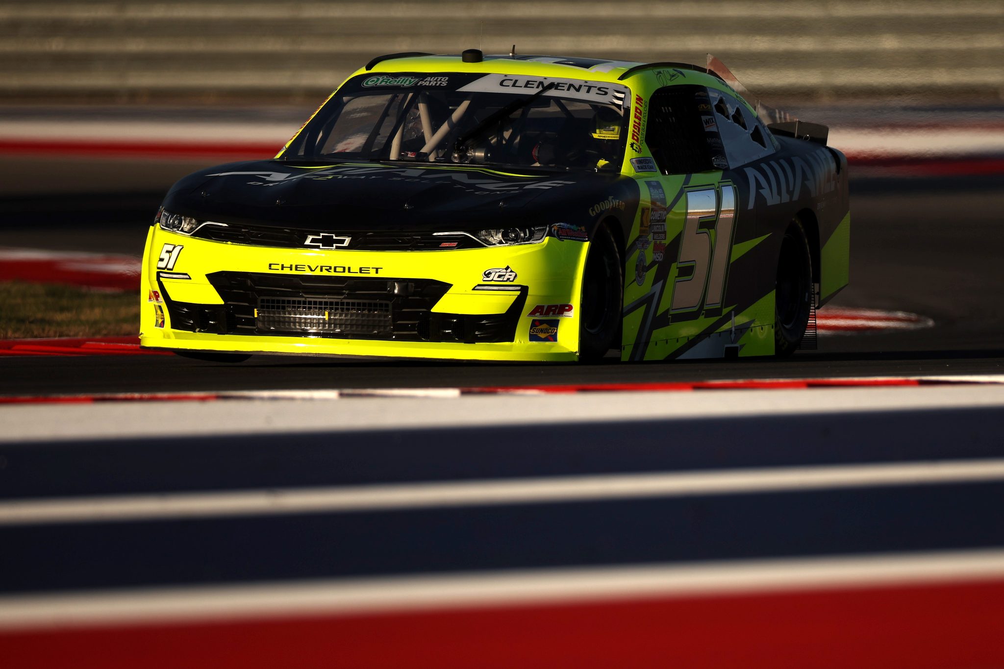 AUSTIN, TEXAS - FEBRUARY 27: Jeremy Clements, driver of the #51 Alliance Driveway Solutions Chevrolet, drives during practice for the NASCAR O'Reilly Auto Parts Series Focused Health 250 at Circuit of The Americas on February 27, 2026 in Austin, Texas. (Photo by James Gilbert/Getty Images) | Getty Images