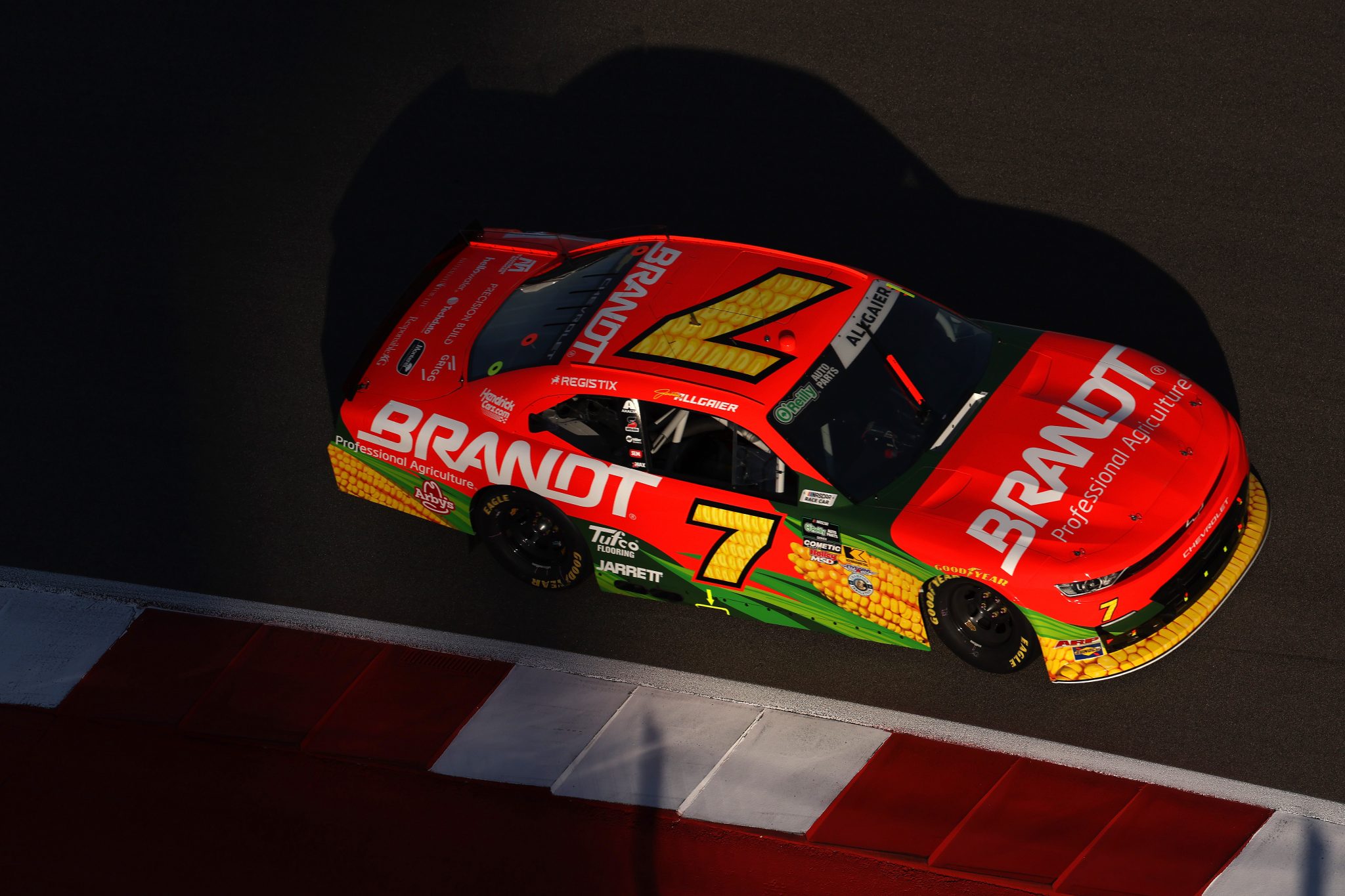 AUSTIN, TEXAS - FEBRUARY 27: Justin Allgaier, driver of the #7 BRANDT Chevrolet, drives during practice for the NASCAR O'Reilly Auto Parts Series Focused Health 250 at Circuit of The Americas on February 27, 2026 in Austin, Texas. (Photo by James Gilbert/Getty Images) | Getty Images