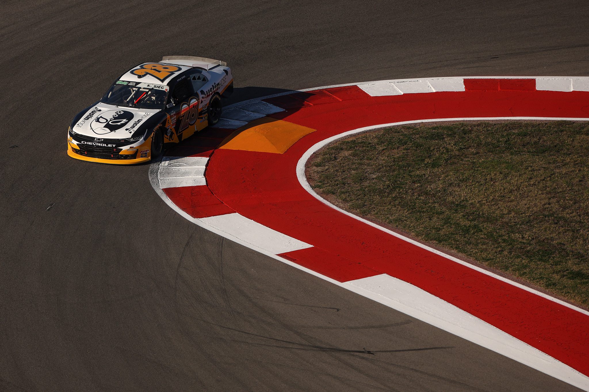 AUSTIN, TEXAS - FEBRUARY 27: Kyle Sieg, driver of the #28 Austin HOSE Chevrolet, drives during practice for the NASCAR O'Reilly Auto Parts Series Focused Health 250 at Circuit of The Americas on February 27, 2026 in Austin, Texas. (Photo by James Gilbert/Getty Images) | Getty Images