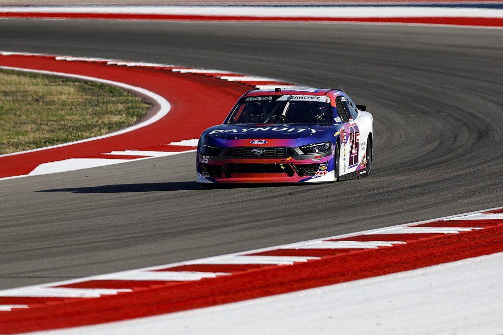 AUSTIN, TEXAS - FEBRUARY 27: Nick Sanchez, driver of the #25 Paynuity Ford, drives during practice for the NASCAR O'Reilly Auto Parts Series Focused Health 250 at Circuit of The Americas on February 27, 2026 in Austin, Texas. (Photo by Logan Riely/Getty Images) | Getty Images