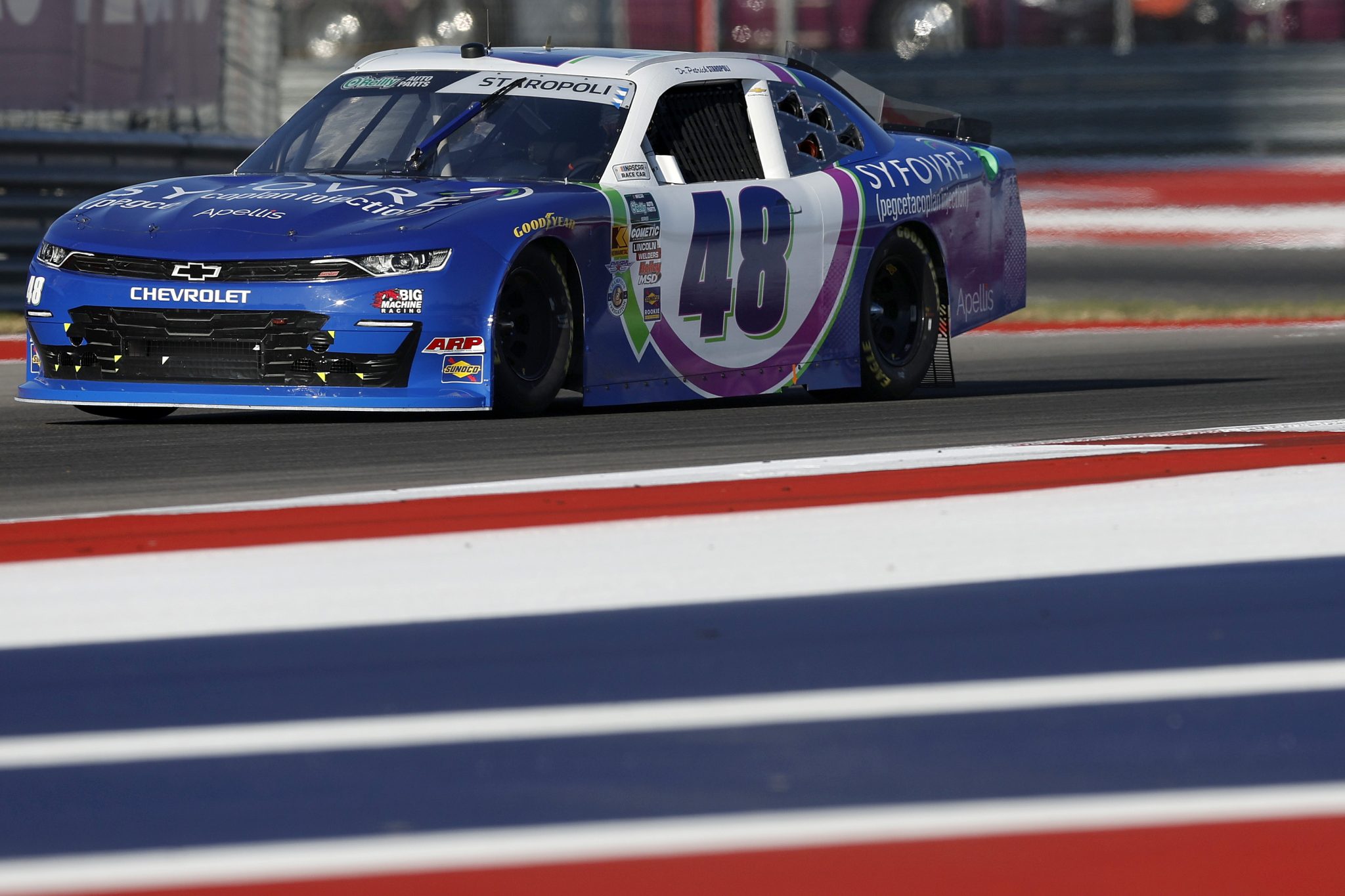 AUSTIN, TEXAS - FEBRUARY 27: Patrick Staropoli, driver of the #48 Syfovre Chevrolet, drives during practice for the NASCAR O'Reilly Auto Parts Series Focused Health 250 at Circuit of The Americas on February 27, 2026 in Austin, Texas. (Photo by Logan Riely/Getty Images) | Getty Images