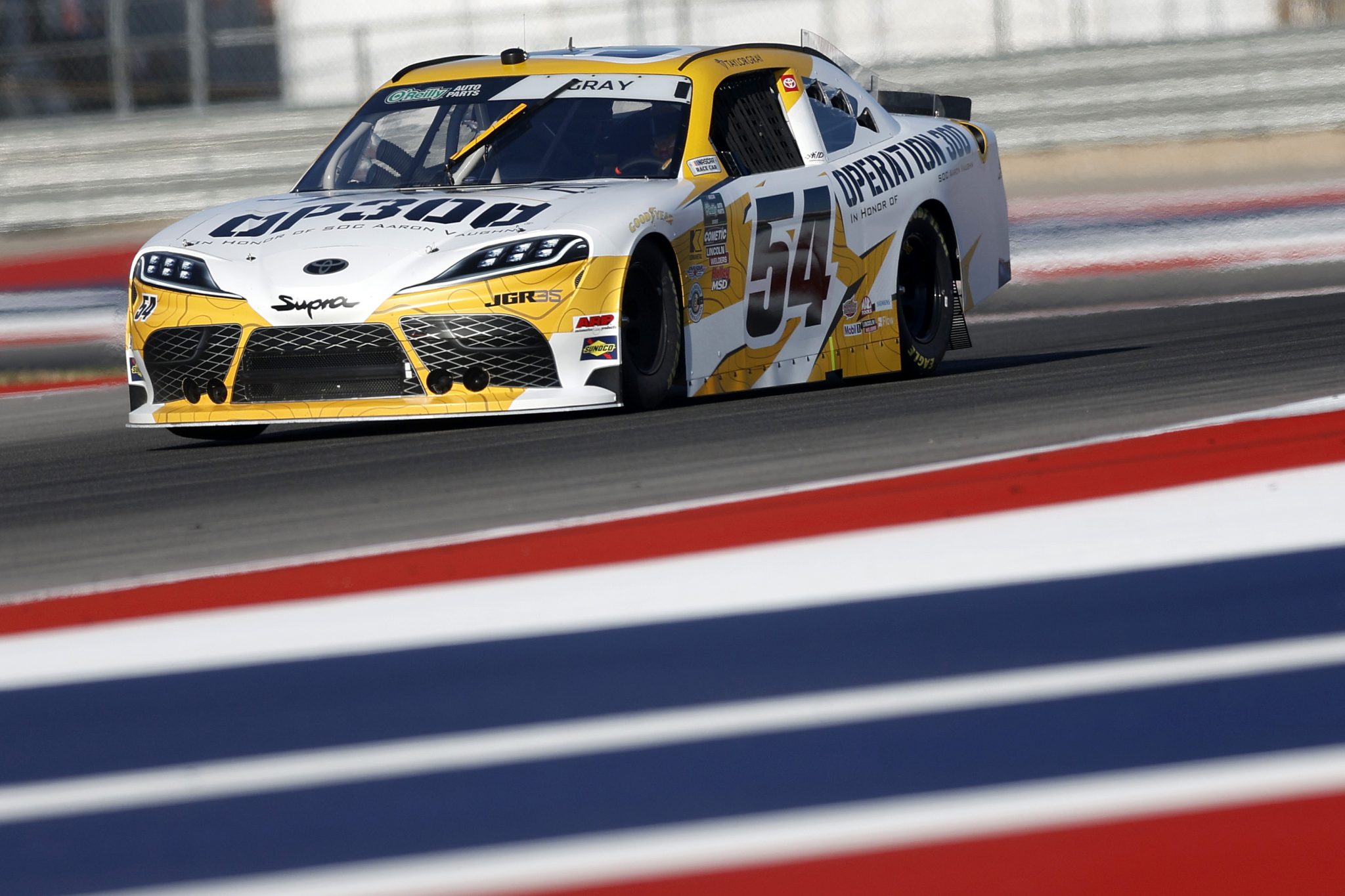 AUSTIN, TEXAS - FEBRUARY 27: Taylor Gray, driver of the #54 Operation 300 Toyota, drives during practice for the NASCAR O'Reilly Auto Parts Series Focused Health 250 at Circuit of The Americas on February 27, 2026 in Austin, Texas. (Photo by Logan Riely/Getty Images) | Getty Images