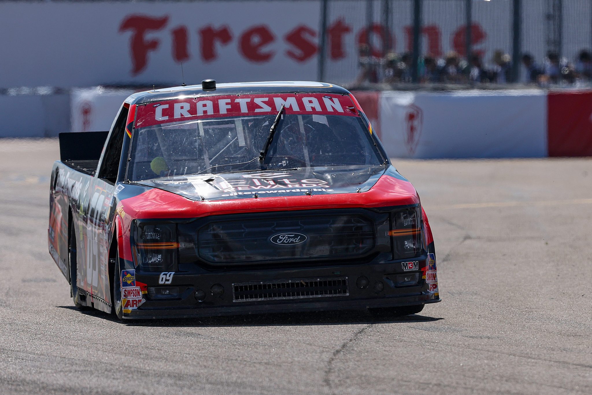 ST PETERSBURG, FLORIDA - FEBRUARY 28: Derek White, driver of the #69 Elite Rewards Ford, drives during the NASCAR Craftsman Truck Series OnlyBulls Green Flag 150 at Grand Prix of St. Petersburg on February 28, 2026 in St Petersburg, Florida. (Photo by David Jensen/Getty Images) | Getty Images