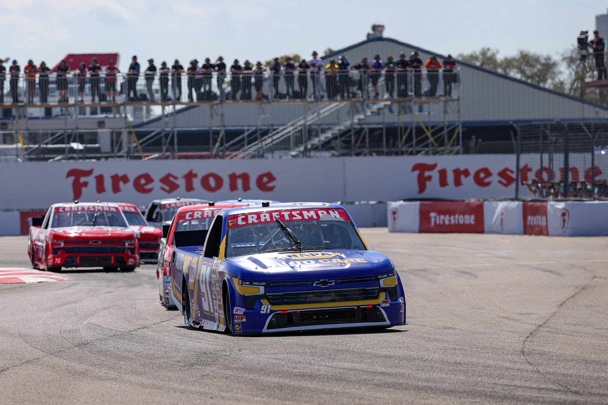 ST PETERSBURG, FLORIDA - FEBRUARY 28: Christian Eckes, driver of the #91 NAPA Auto Care Chevrolet, drives during the NASCAR Craftsman Truck Series OnlyBulls Green Flag 150 at Grand Prix of St. Petersburg on February 28, 2026 in St Petersburg, Florida. (Photo by David Jensen/Getty Images) | Getty Images