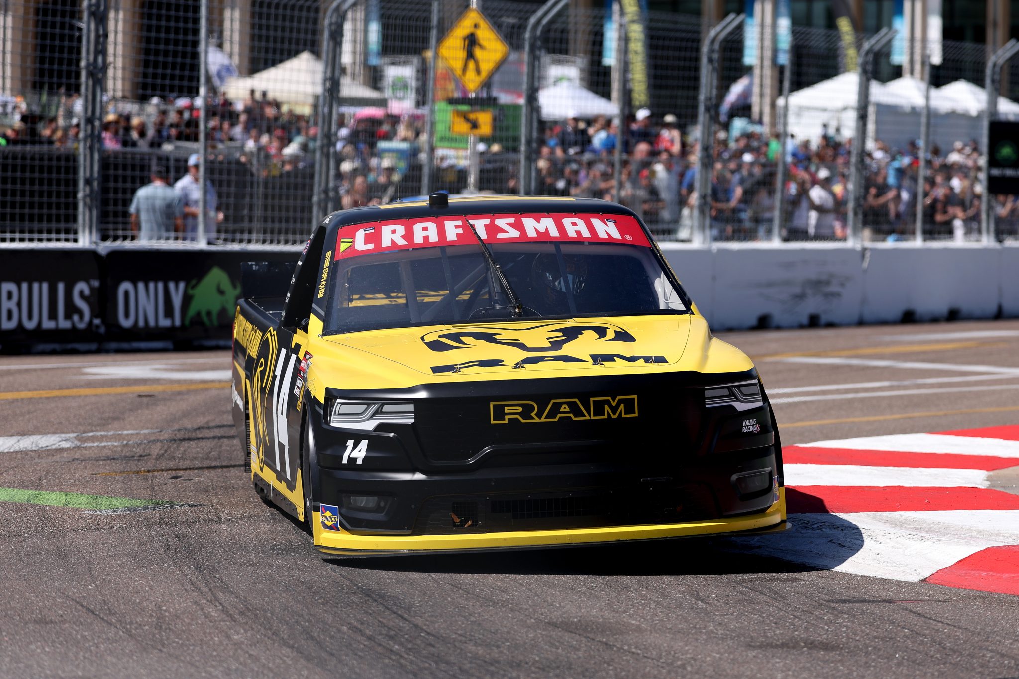 ST PETERSBURG, FLORIDA - FEBRUARY 28: Mini Tyrrell, driver of the #14 RAM RAM, drives during the NASCAR Craftsman Truck Series OnlyBulls Green Flag 150 at Grand Prix of St. Petersburg on February 28, 2026 in St Petersburg, Florida. (Photo by David Jensen/Getty Images) | Getty Images
