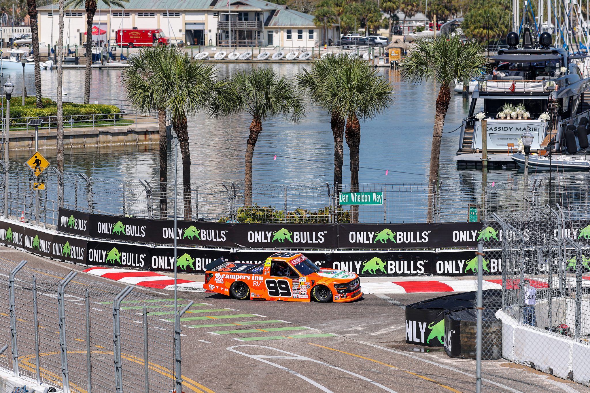 ST PETERSBURG, FLORIDA - FEBRUARY 28: Ben Rhodes, driver of the #99 Campers Inn RV Ford, drives during the NASCAR Craftsman Truck Series OnlyBulls Green Flag 150 at Grand Prix of St. Petersburg on February 28, 2026 in St Petersburg, Florida. (Photo by David Jensen/Getty Images) | Getty Images