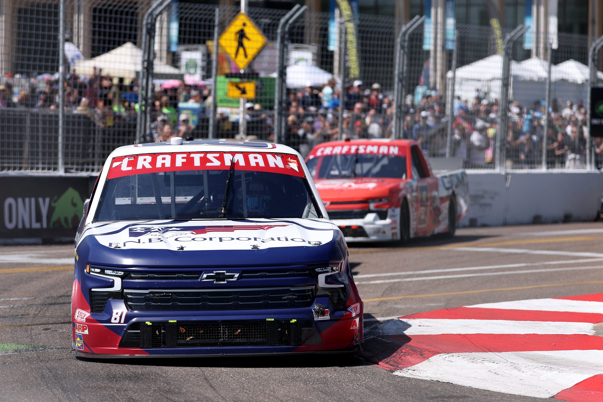 ST PETERSBURG, FLORIDA - FEBRUARY 28: Kris Wright, driver of the #81 F.N.B. Corporation Chevrolet, drives during the NASCAR Craftsman Truck Series OnlyBulls Green Flag 150 at Grand Prix of St. Petersburg on February 28, 2026 in St Petersburg, Florida. (Photo by David Jensen/Getty Images) | Getty Images