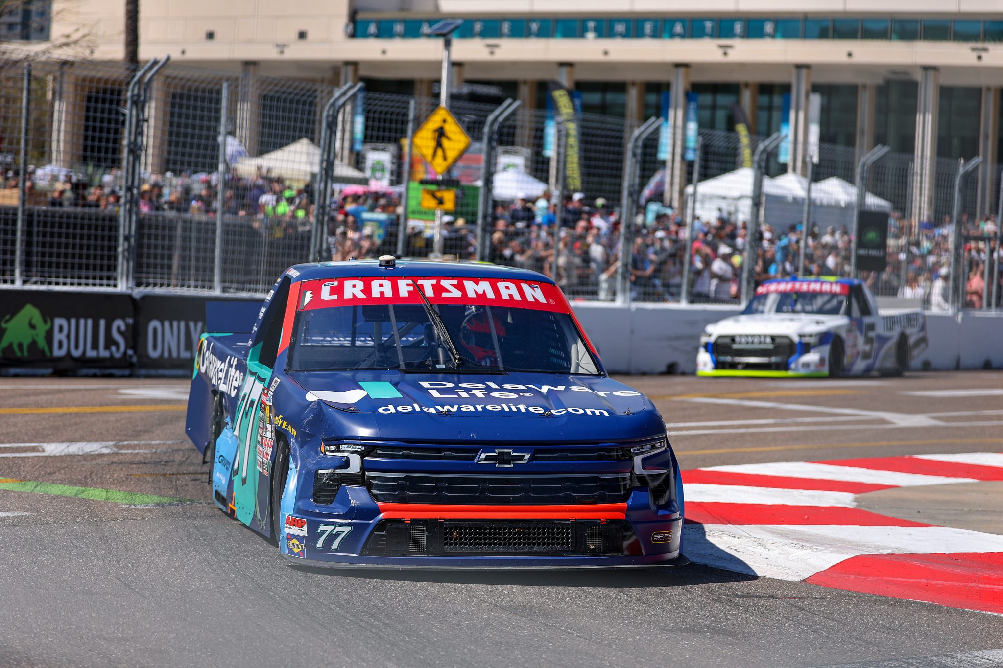 ST PETERSBURG, FLORIDA - FEBRUARY 28: James Hinchcliffe, driver of the #77 Delaware Life Chevrolet, drives during the NASCAR Craftsman Truck Series OnlyBulls Green Flag 150 at Grand Prix of St. Petersburg on February 28, 2026 in St Petersburg, Florida. (Photo by David Jensen/Getty Images) | Getty Images