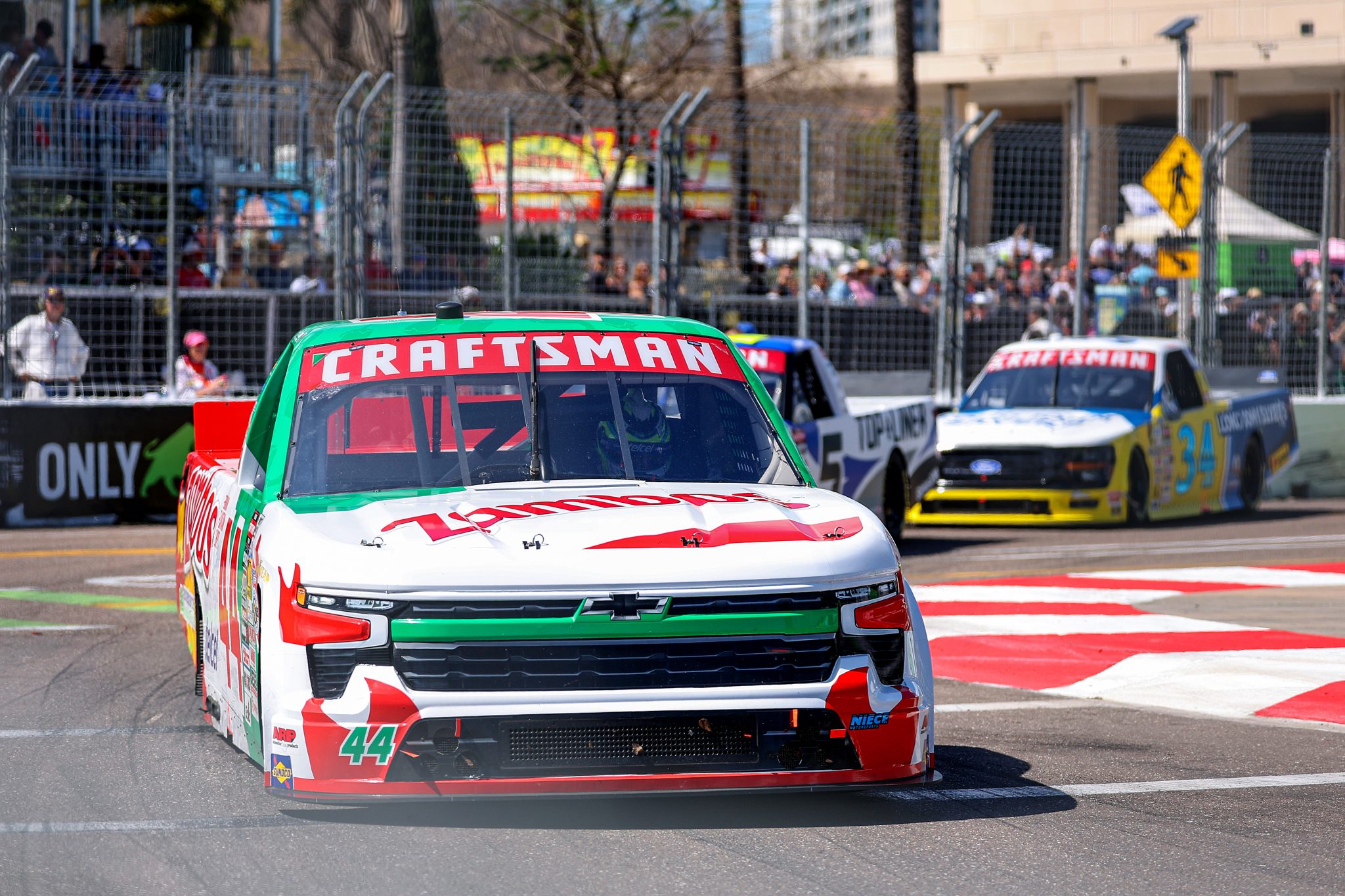 ST PETERSBURG, FLORIDA - FEBRUARY 28: Andres Perez De Lara, driver of the #44 Zambos Chevrolet, drives during the NASCAR Craftsman Truck Series OnlyBulls Green Flag 150 at Grand Prix of St. Petersburg on February 28, 2026 in St Petersburg, Florida. (Photo by David Jensen/Getty Images) | Getty Images