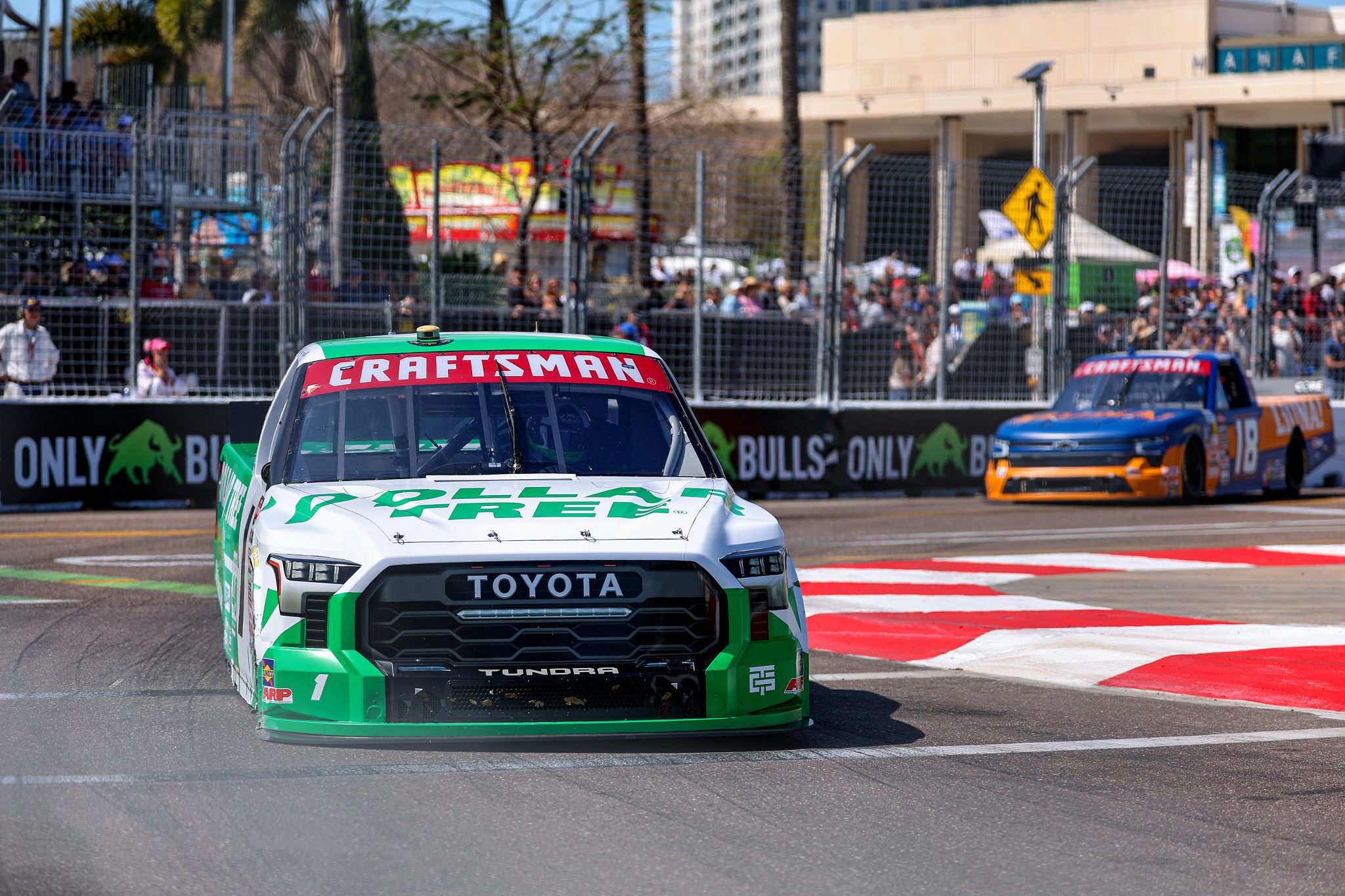 ST PETERSBURG, FLORIDA - FEBRUARY 28: Dario Franchitti, driver of the #1 Dollar Tree Toyota, drives during the NASCAR Craftsman Truck Series OnlyBulls Green Flag 150 at Grand Prix of St. Petersburg on February 28, 2026 in St Petersburg, Florida. (Photo by David Jensen/Getty Images) | Getty Images