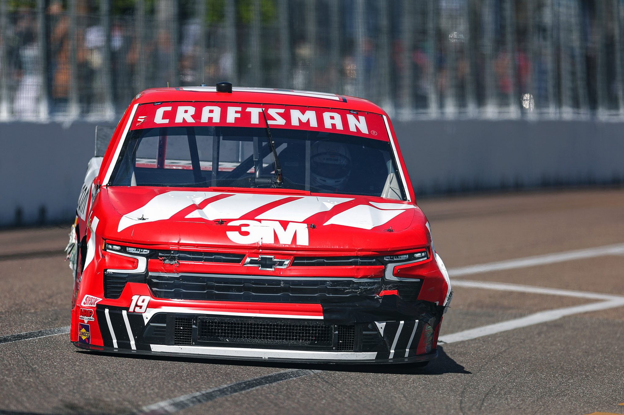 ST PETERSBURG, FLORIDA - FEBRUARY 28: Daniel Hemric, driver of the #19 Motion Industries Chevrolet, drives during the NASCAR Craftsman Truck Series OnlyBulls Green Flag 150 at Grand Prix of St. Petersburg on February 28, 2026 in St Petersburg, Florida. (Photo by David Jensen/Getty Images) | Getty Images