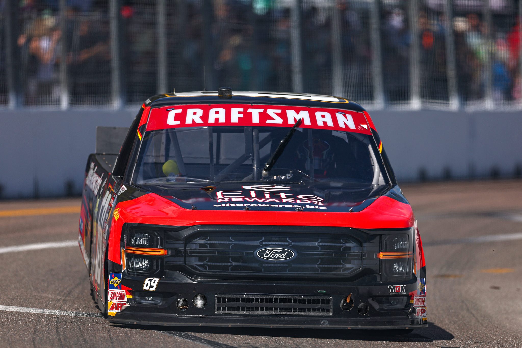 ST PETERSBURG, FLORIDA - FEBRUARY 28: Derek White, driver of the #69 Elite Rewards Ford, drives during the NASCAR Craftsman Truck Series OnlyBulls Green Flag 150 at Grand Prix of St. Petersburg on February 28, 2026 in St Petersburg, Florida. (Photo by David Jensen/Getty Images) | Getty Images