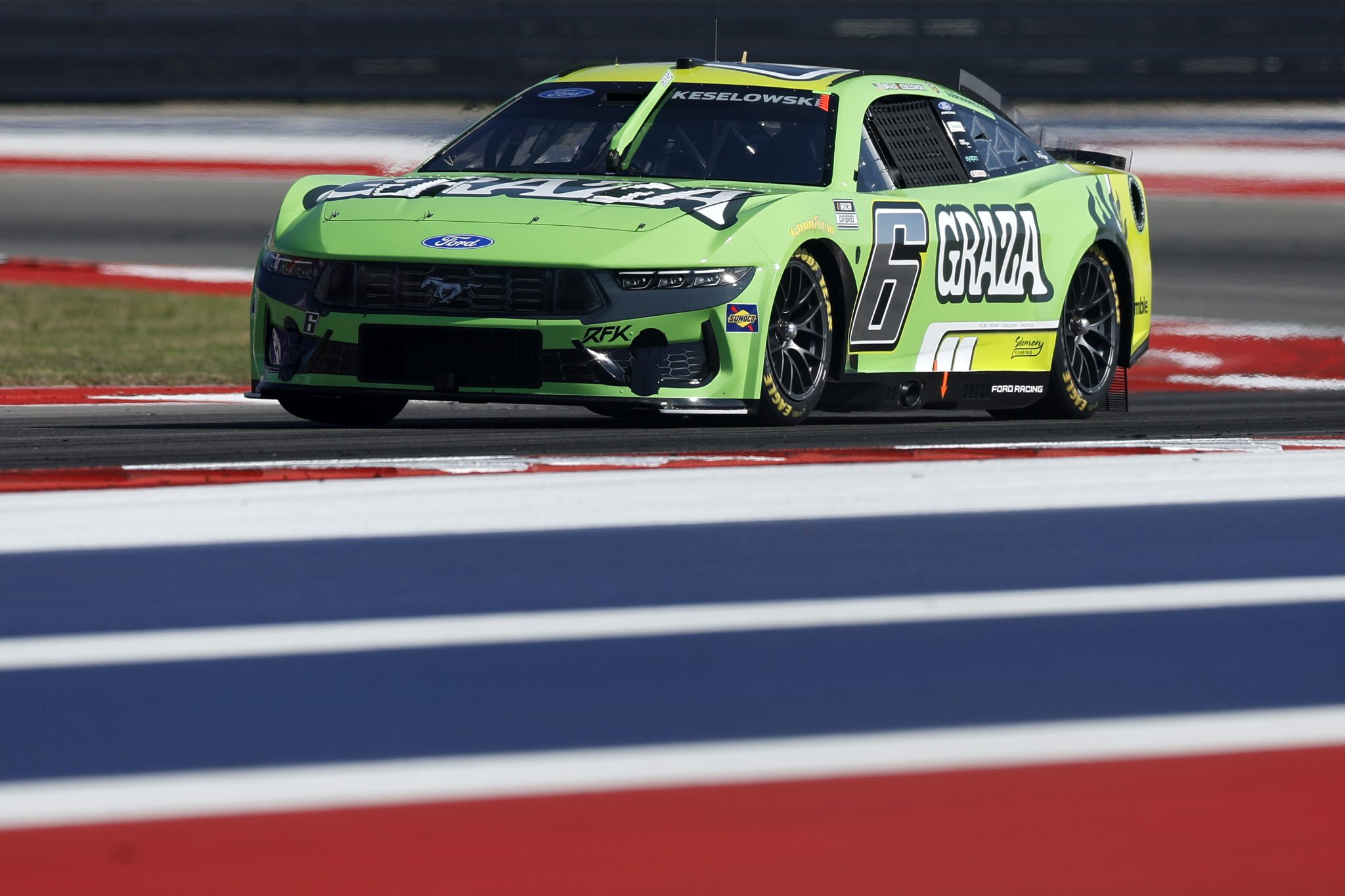 AUSTIN, TEXAS - FEBRUARY 28: Brad Keselowski, driver of the #6 Graza Ford, drives during qualifying for the NASCAR Cup Series DuraMax Grand Prix Powered by RelaDyne at Circuit of The Americas on February 28, 2026 in Austin, Texas. (Photo by Logan Riely/Getty Images) | Getty Images