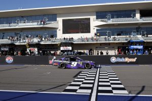 AUSTIN, TEXAS - FEBRUARY 28: Shane Van Gisbergen, driver of the #9 Safety Culture Chevrolet, crosses the finish line to win the NASCAR O'Reilly Auto Parts Series Focused Health 250 at Circuit of The Americas on February 28, 2026 in Austin, Texas. (Photo by Logan Riely/Getty Images) | Getty Images